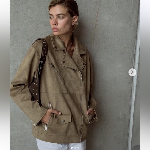 Zara Jackets & Blazers - ZARA FAUX SUEDE BIKER JACKET